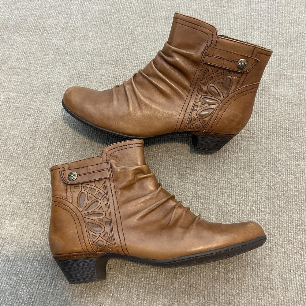 Rockport Booties Womens Size 12 Brown Leather Ankle Zip Block Heel CBD51AL 21 - Picture 3 of 13